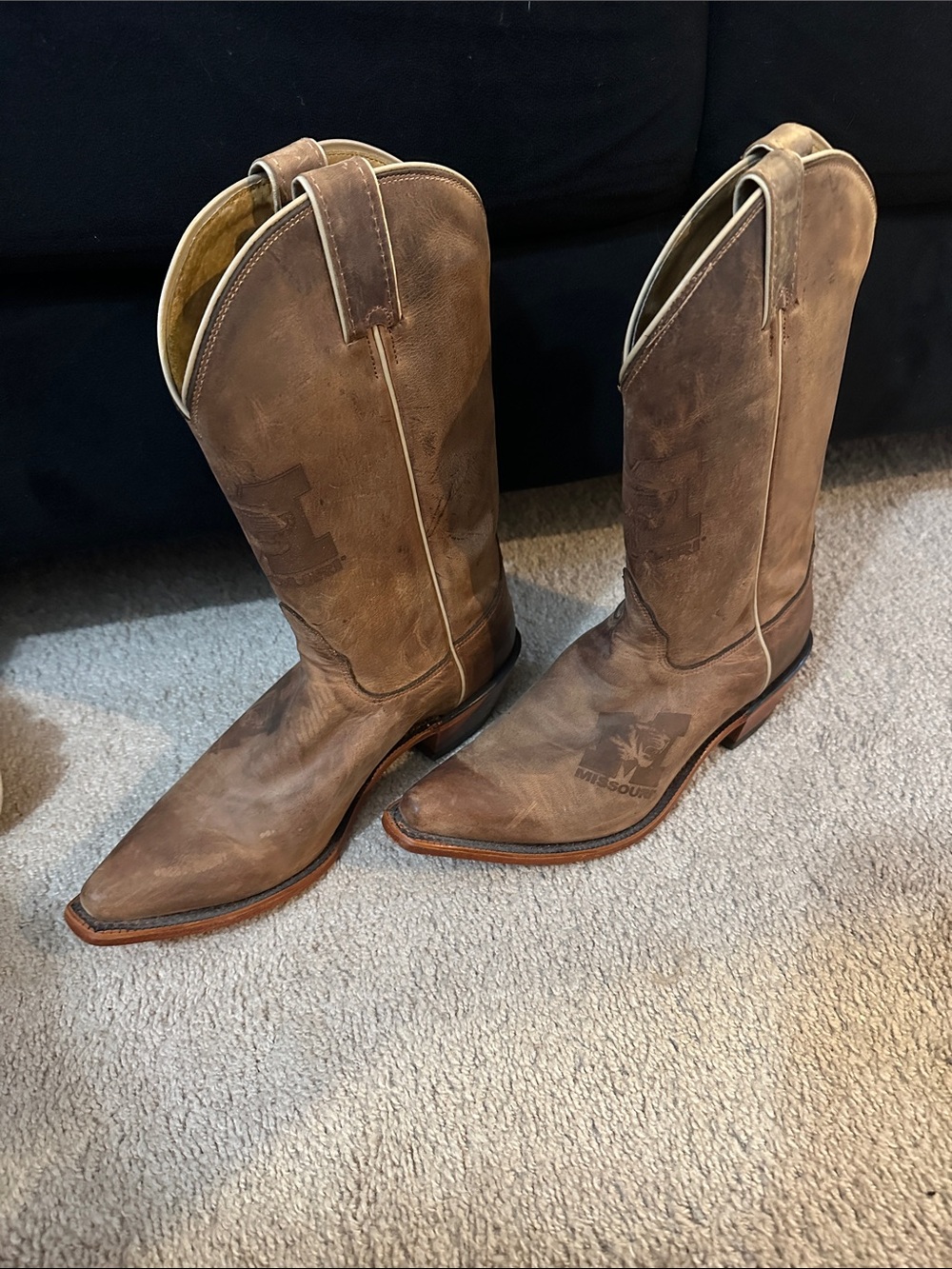 Women’s Missouri Rustic Brown Leather Western Cowboy Boots